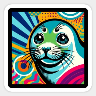 Arctic Aura Weddell Seal Pop Art - Polar Elegance Sticker